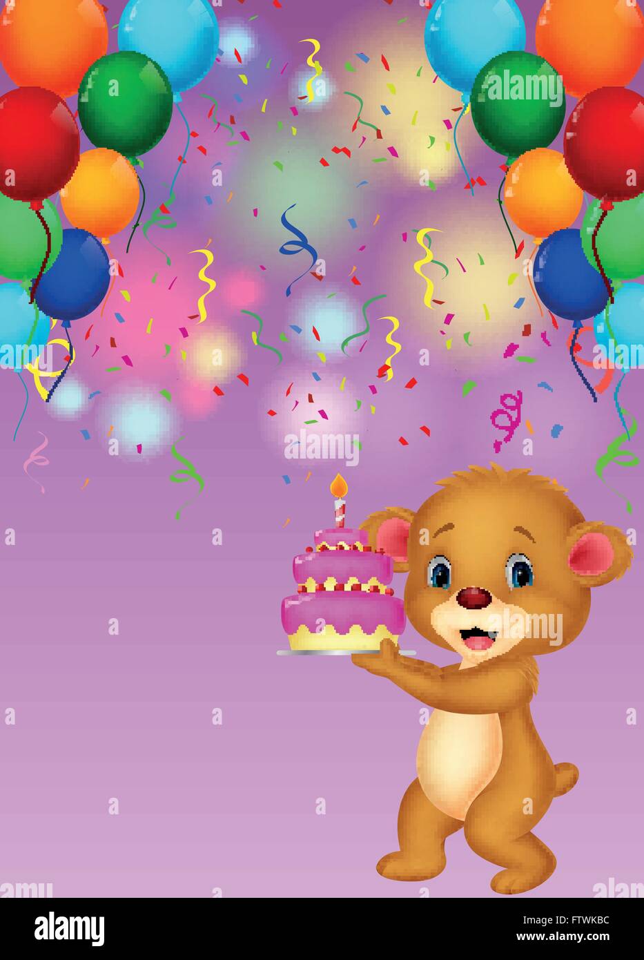 Cute baby bear holding birthday cake Stock Vector Image & Art - Alamy