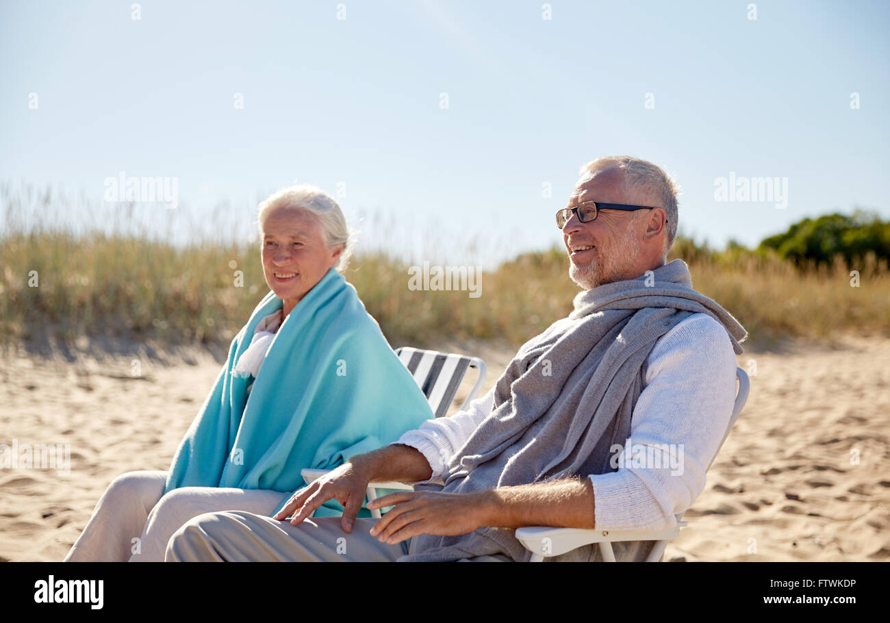Senior woman on beach chair hi-res stock photography and images - Alamy