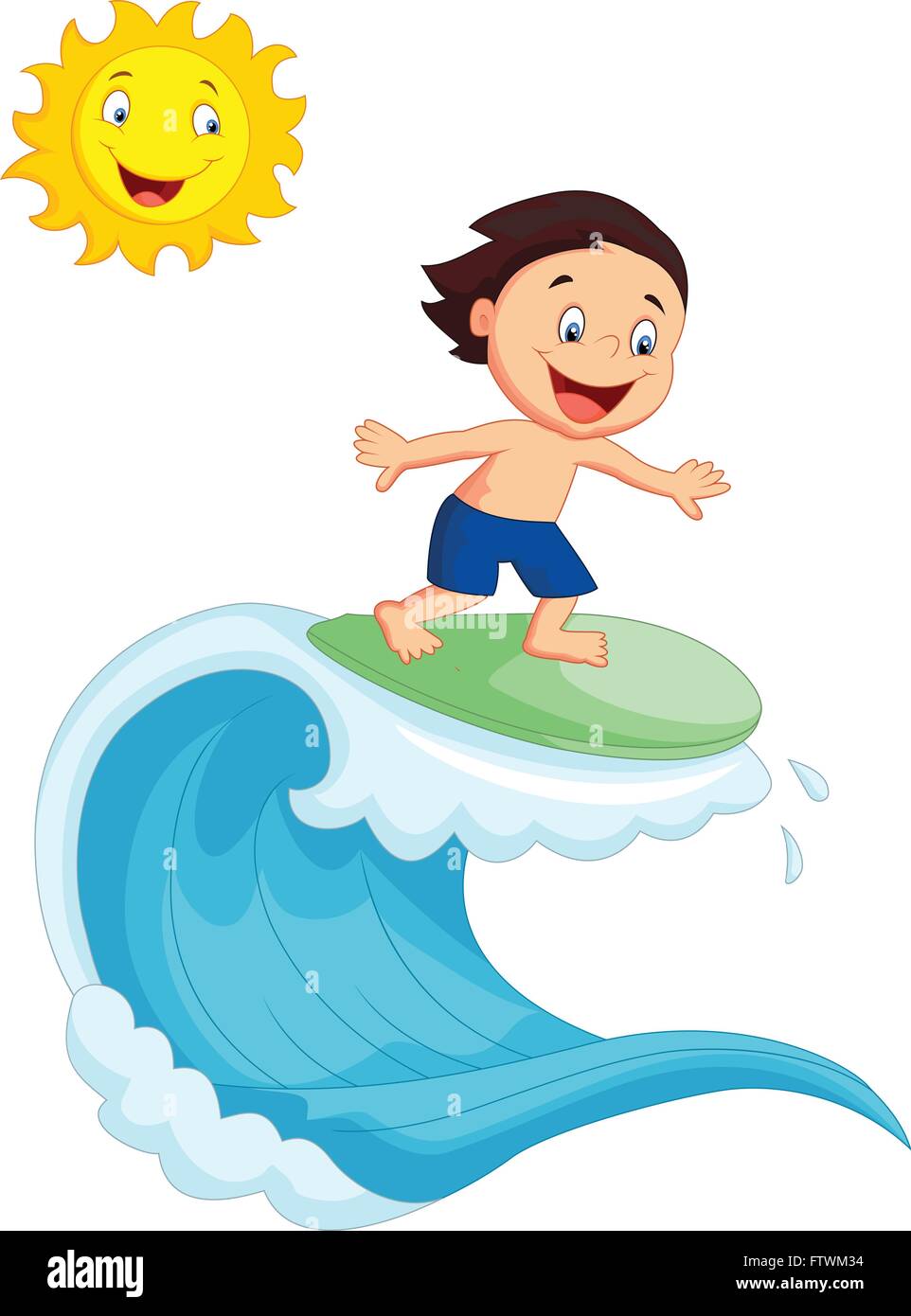 Happy little boy surfing Stock Vector Image & Art - Alamy