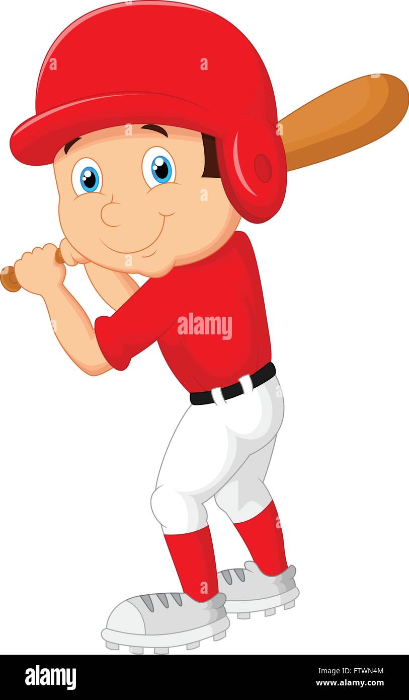 Baseball Player Kid vector cartoon, Stock vector