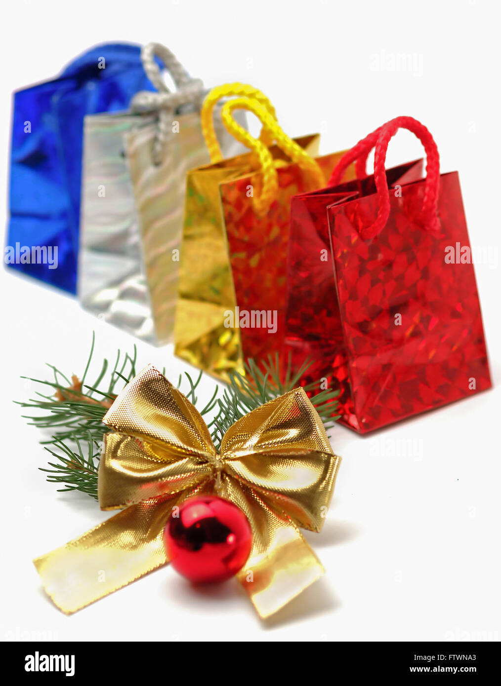 Christmas shopping on white background Stock Photo