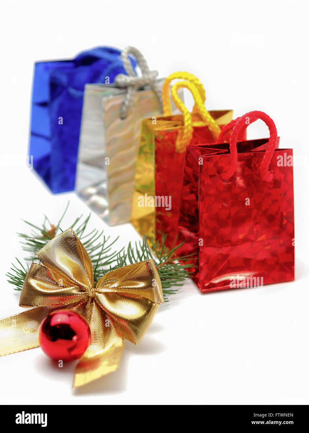 Christmas shopping on white background Stock Photo