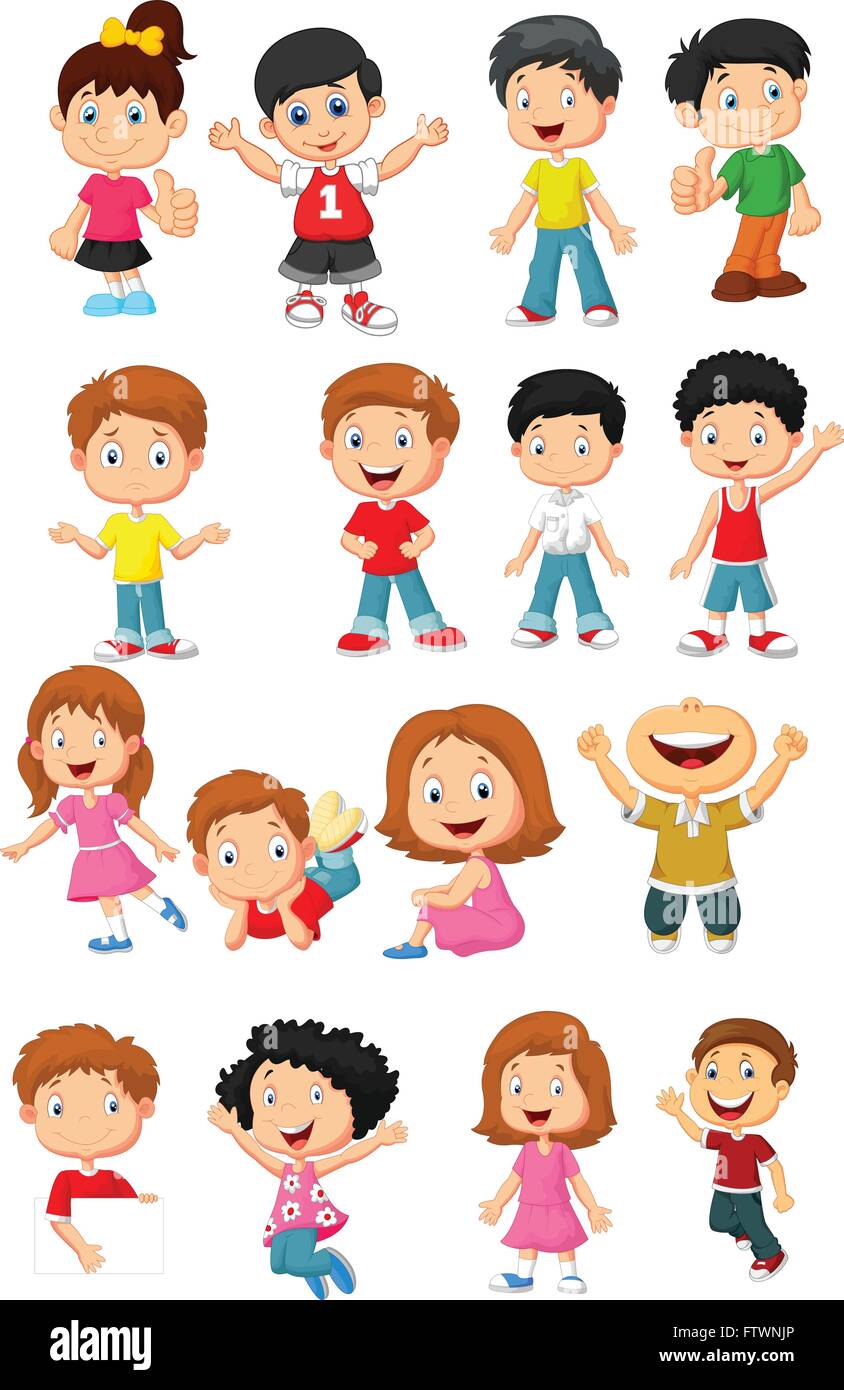 Happy kid cartoon collection Stock Vector