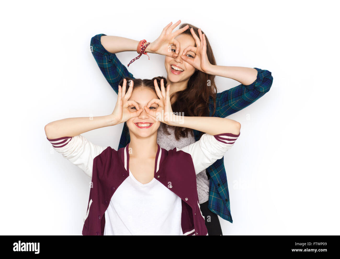 happy smiling pretty teenage girls having fun Stock Photo - Alamy