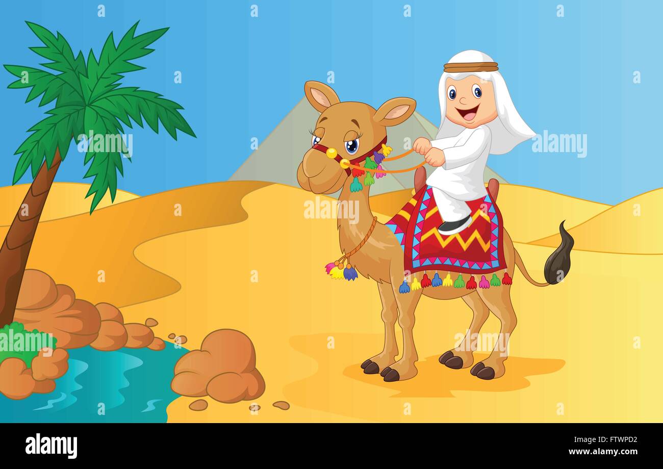 Arab boy riding camel Stock Vector Image & Art - Alamy