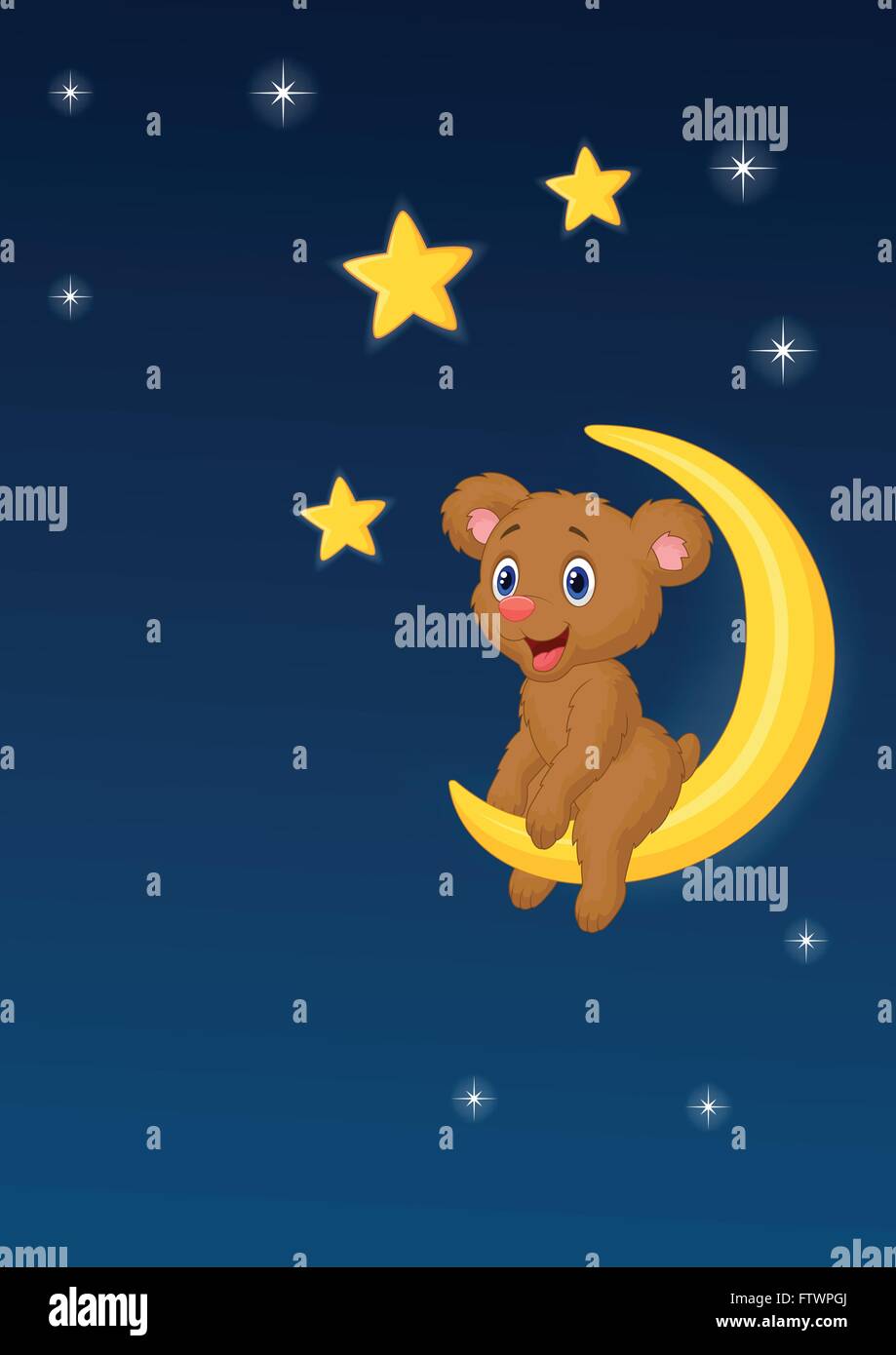 Baby bear sitting on the moon Stock Vector Image & Art - Alamy