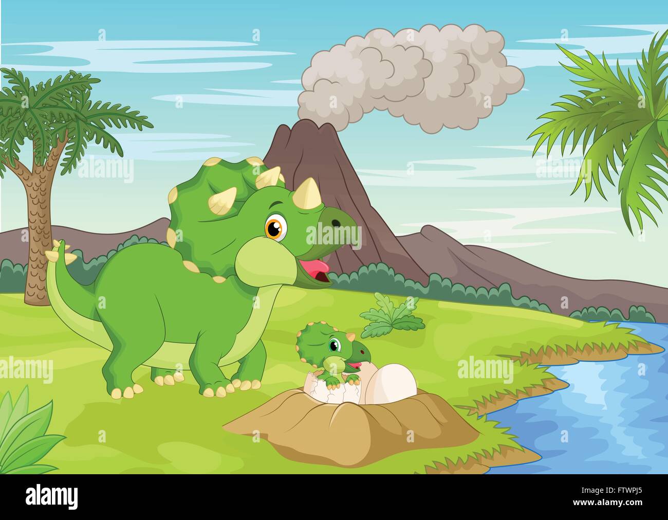 Mother triceratops with baby hatching Stock Vector Image & Art - Alamy