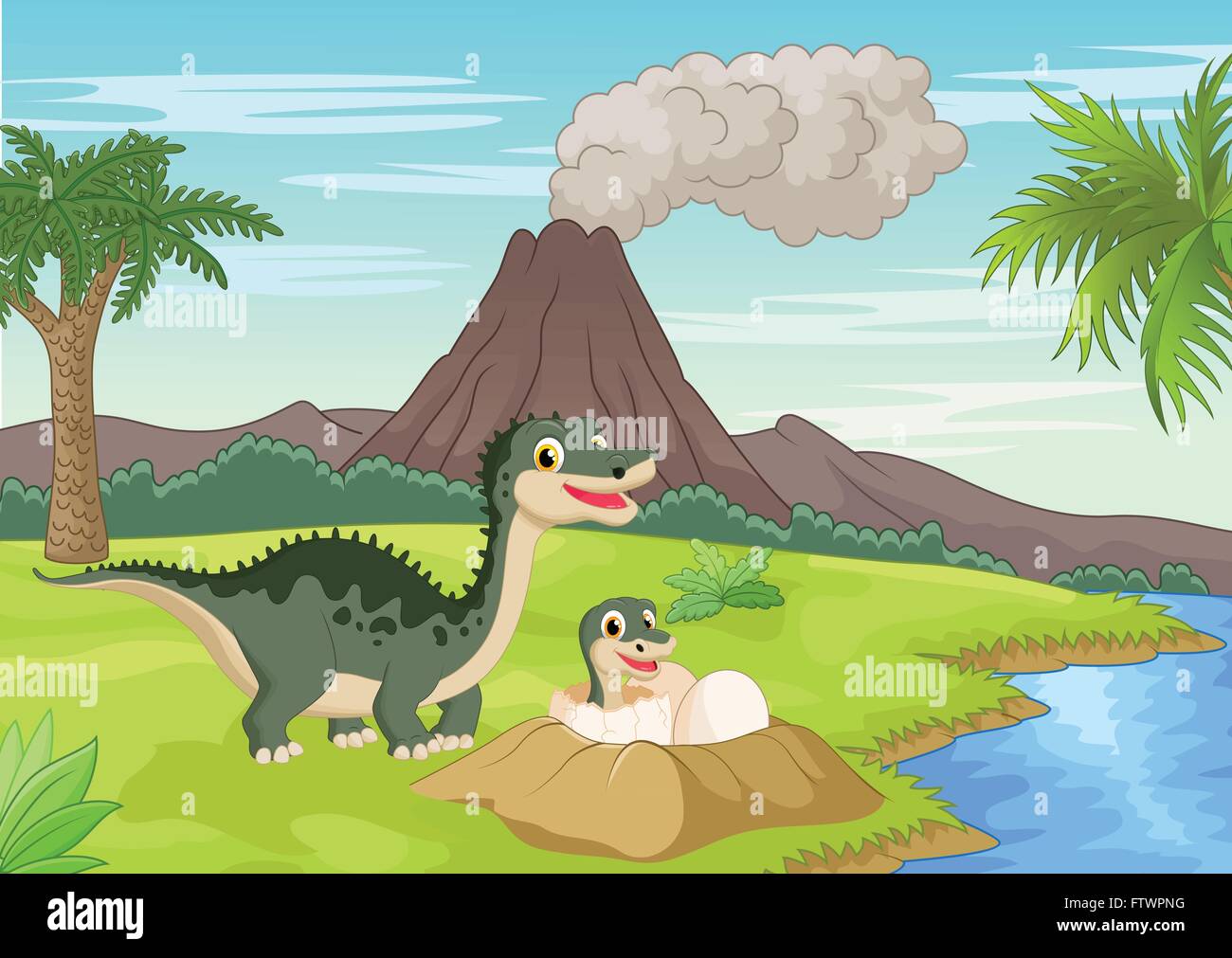 Mother dinosaur with baby hatching Stock Vector Image & Art - Alamy