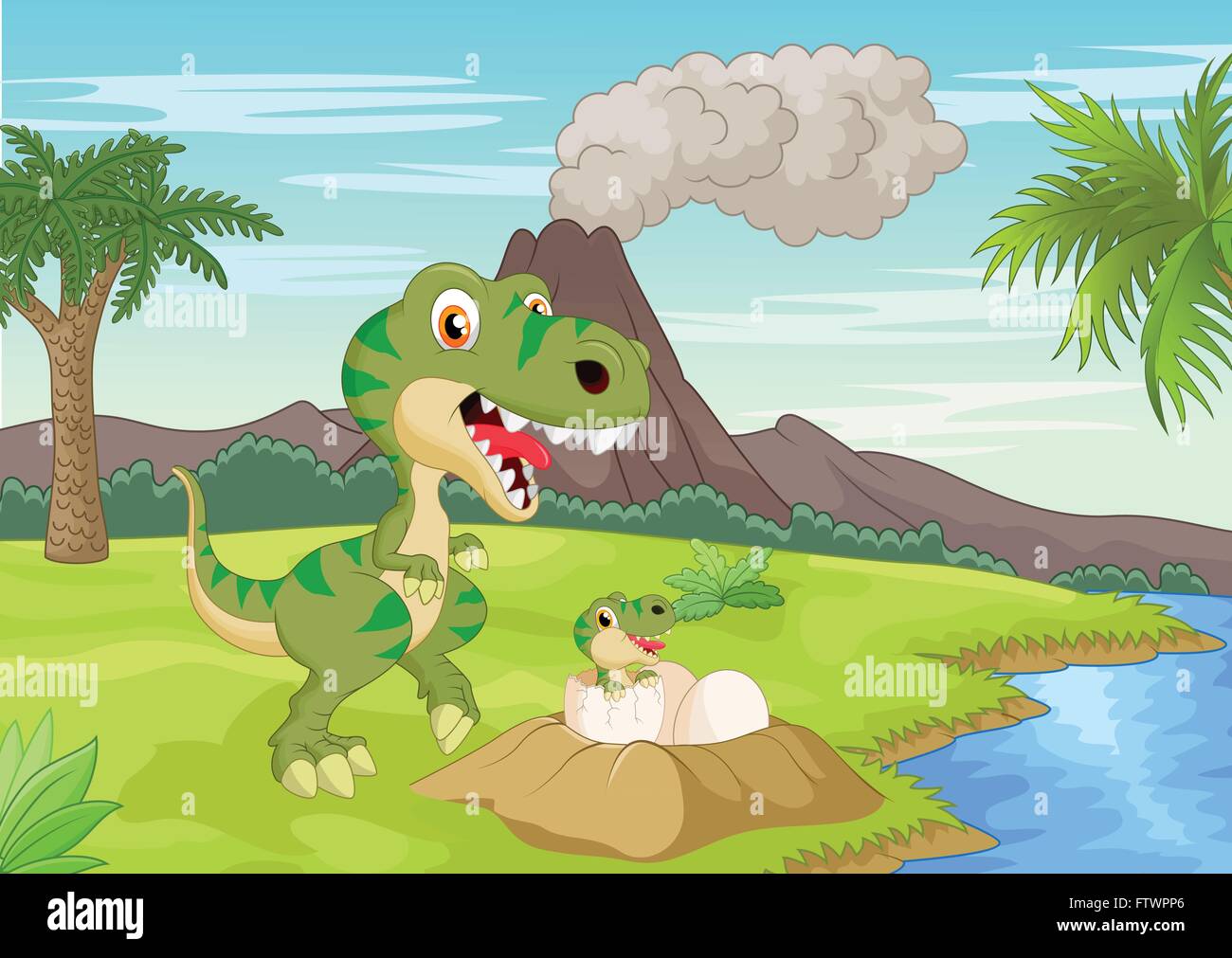 Mother tyrannosaurus with baby hatching Stock Vector Image & Art - Alamy