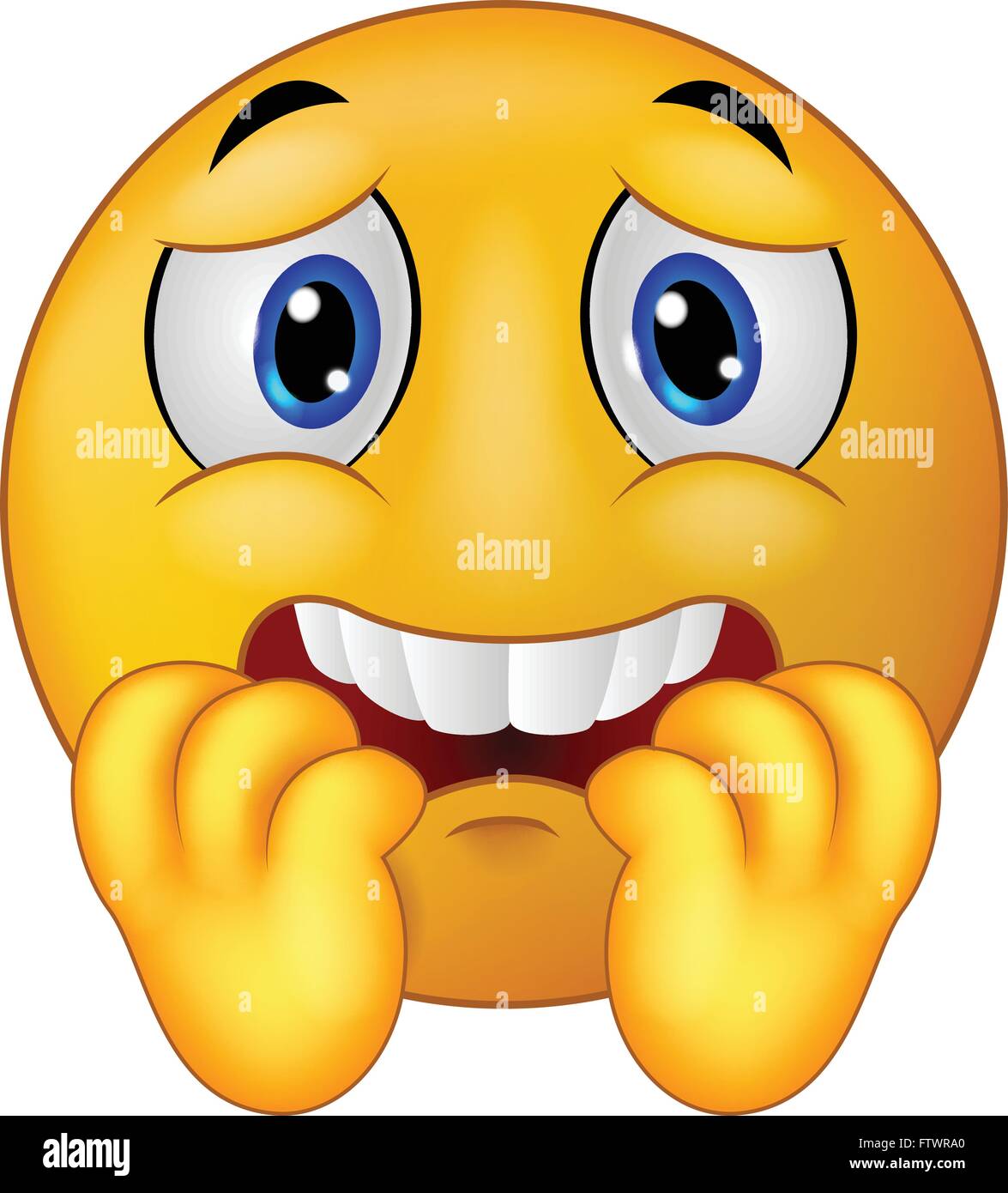 Cute Frightened Emoticon Emoji Smiley Vector Illustration Stock