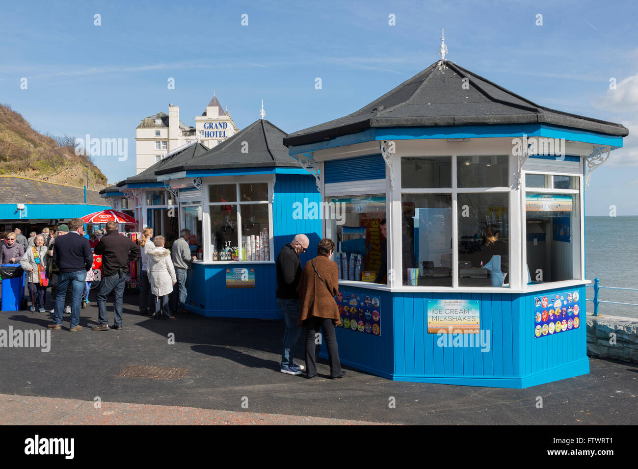 Pier Kiosks at Llandudno North wales, UK Stock Photo