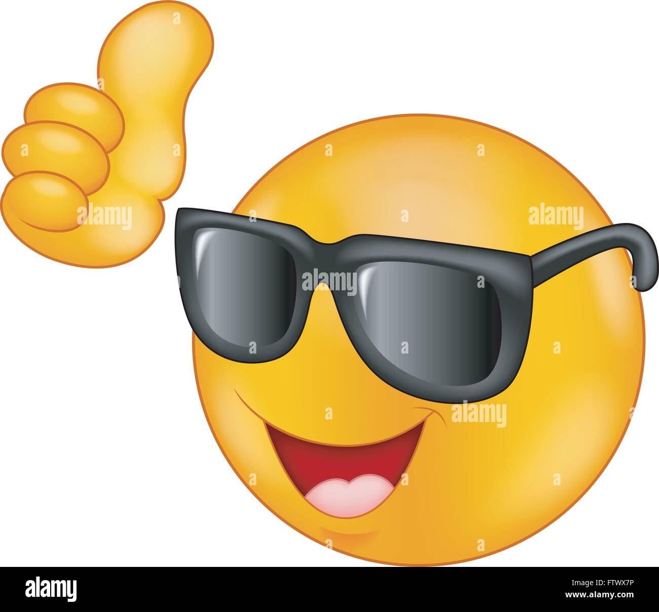 Smiling emoticon wearing sunglasses giving thumb up Stock Vector Image &  Art - Alamy