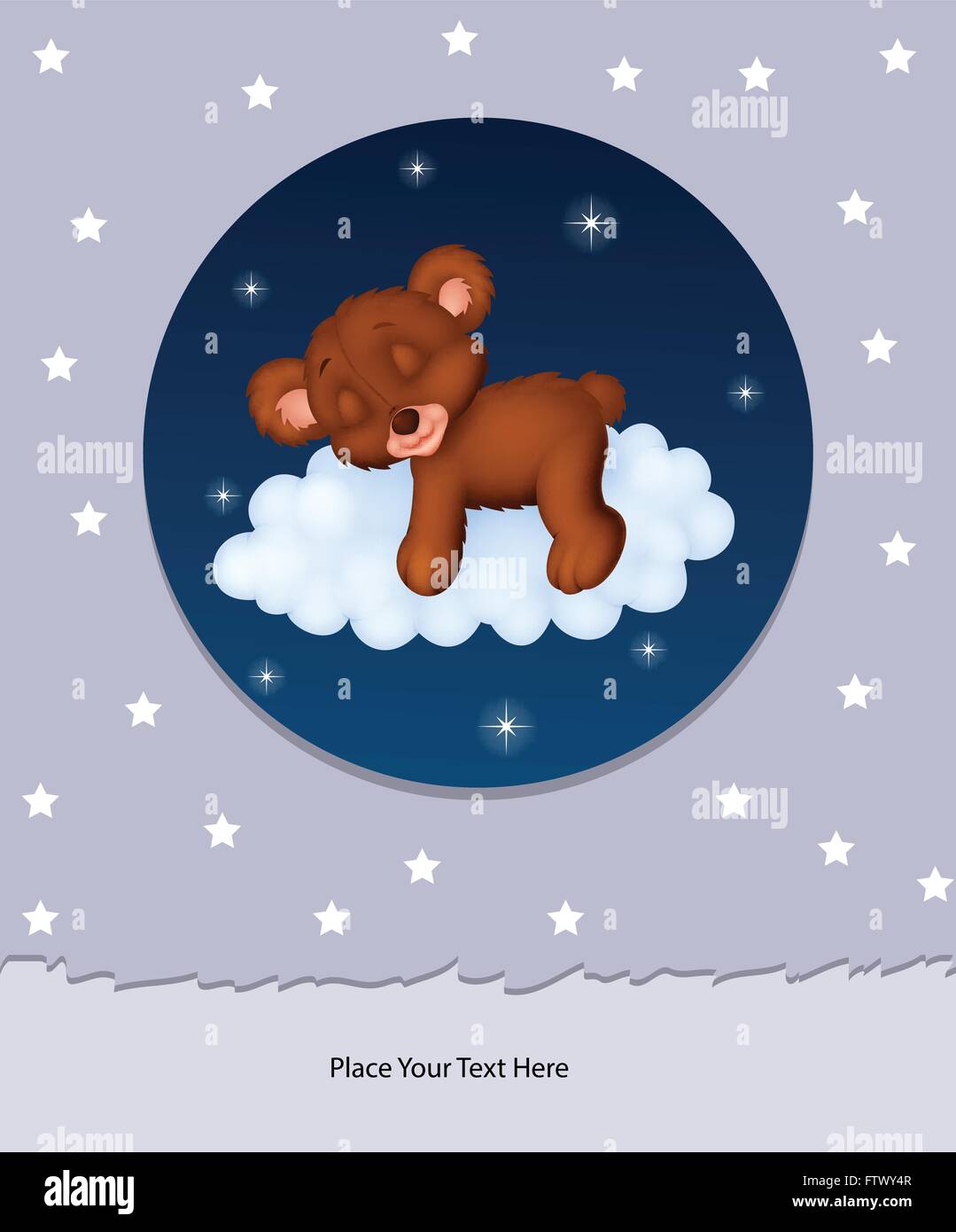 Baby bear sleeping on cloud Stock Vector Image & Art - Alamy