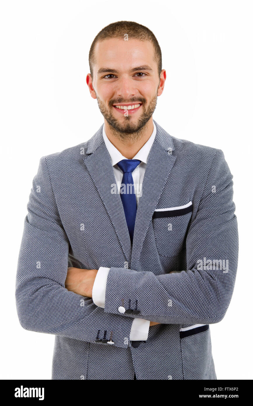 young happy businessman portrait isolated on white Stock Photo - Alamy