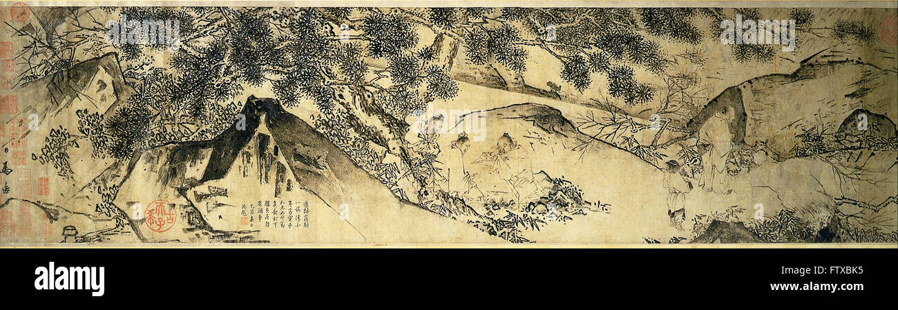 Ma Yan - Handscroll- The Four Sages of Shangshan -  Cincinnati Art Museum Stock Photo