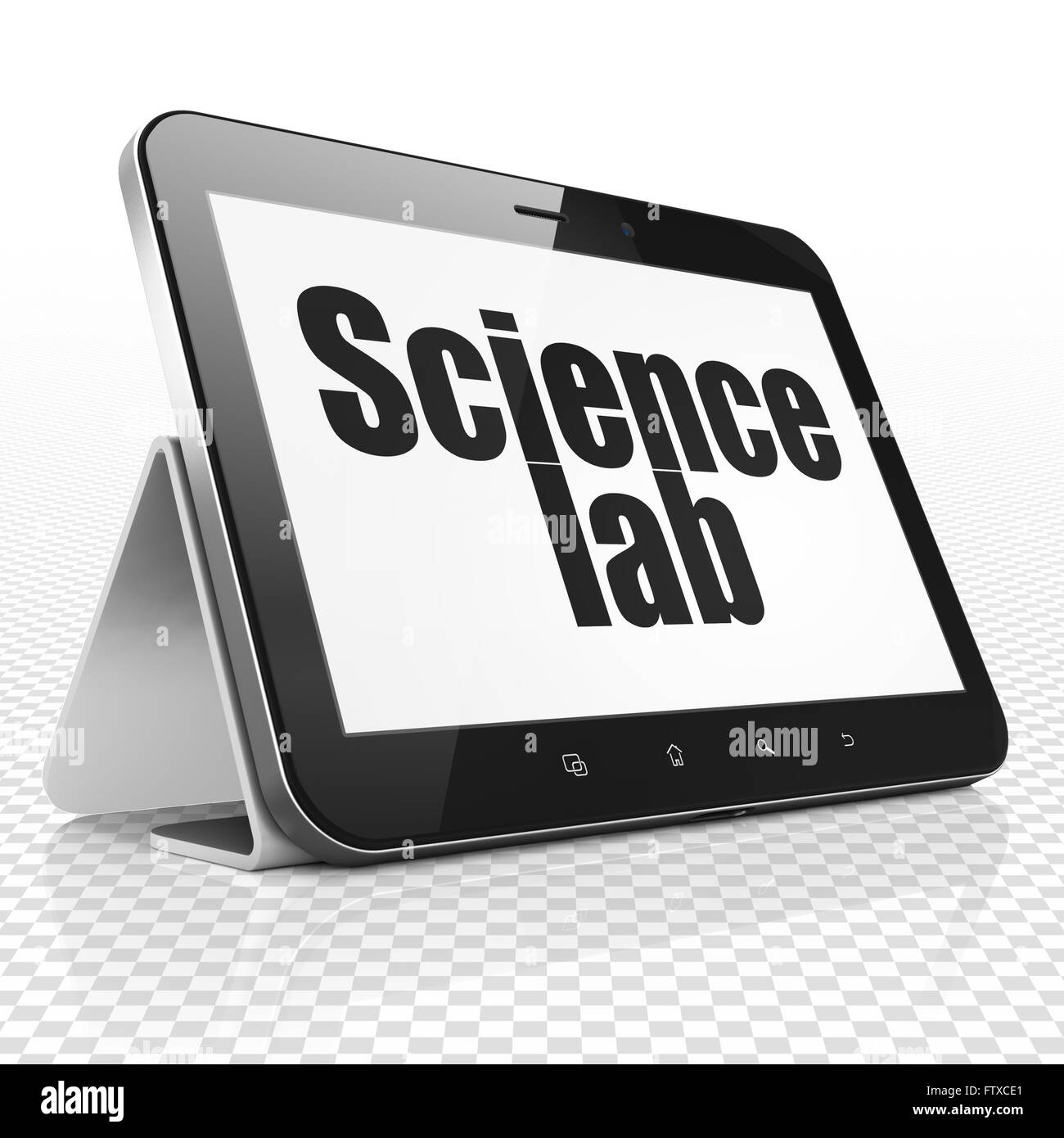 Science concept Tablet Computer with Science Lab on display Stock
