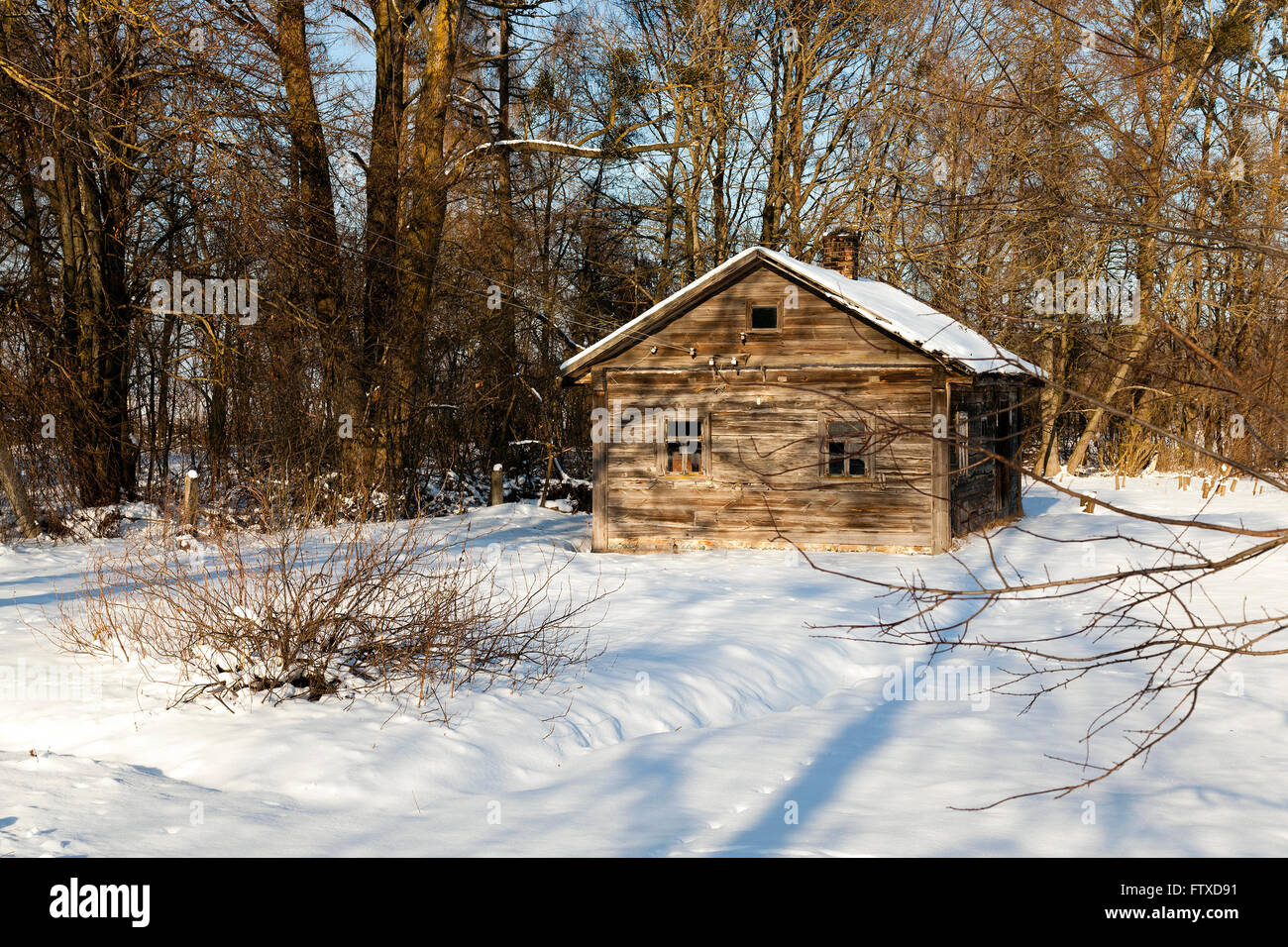 wooden house , winter Stock Photo - Alamy