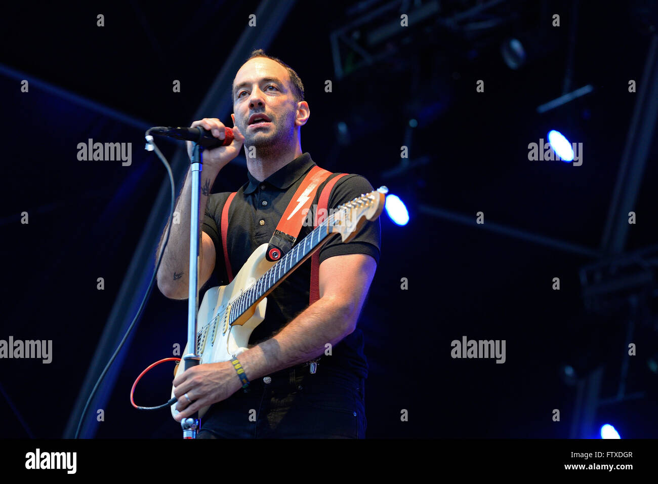 BENICASSIM, SPAIN - JULY 18: Albert Hammond, Jr. (musician and guitarist of the indie rock band The Strokes) performs. Stock Photo