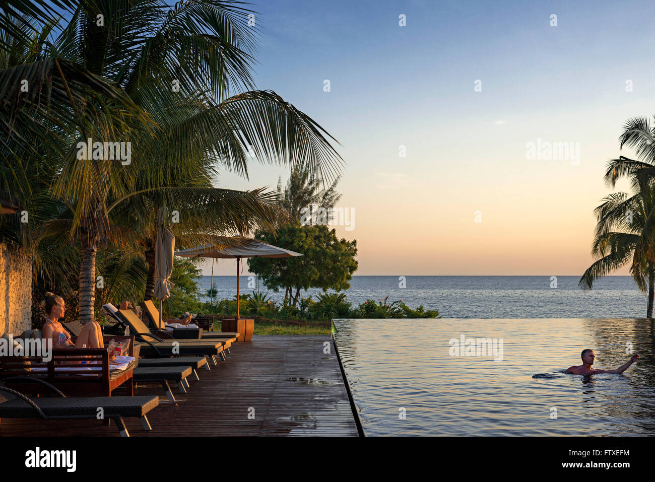 Swimming pool of The Residence Hotel in Zanzibar island a semi-autonomous part of Tanzania, in East Africa Stock Photo