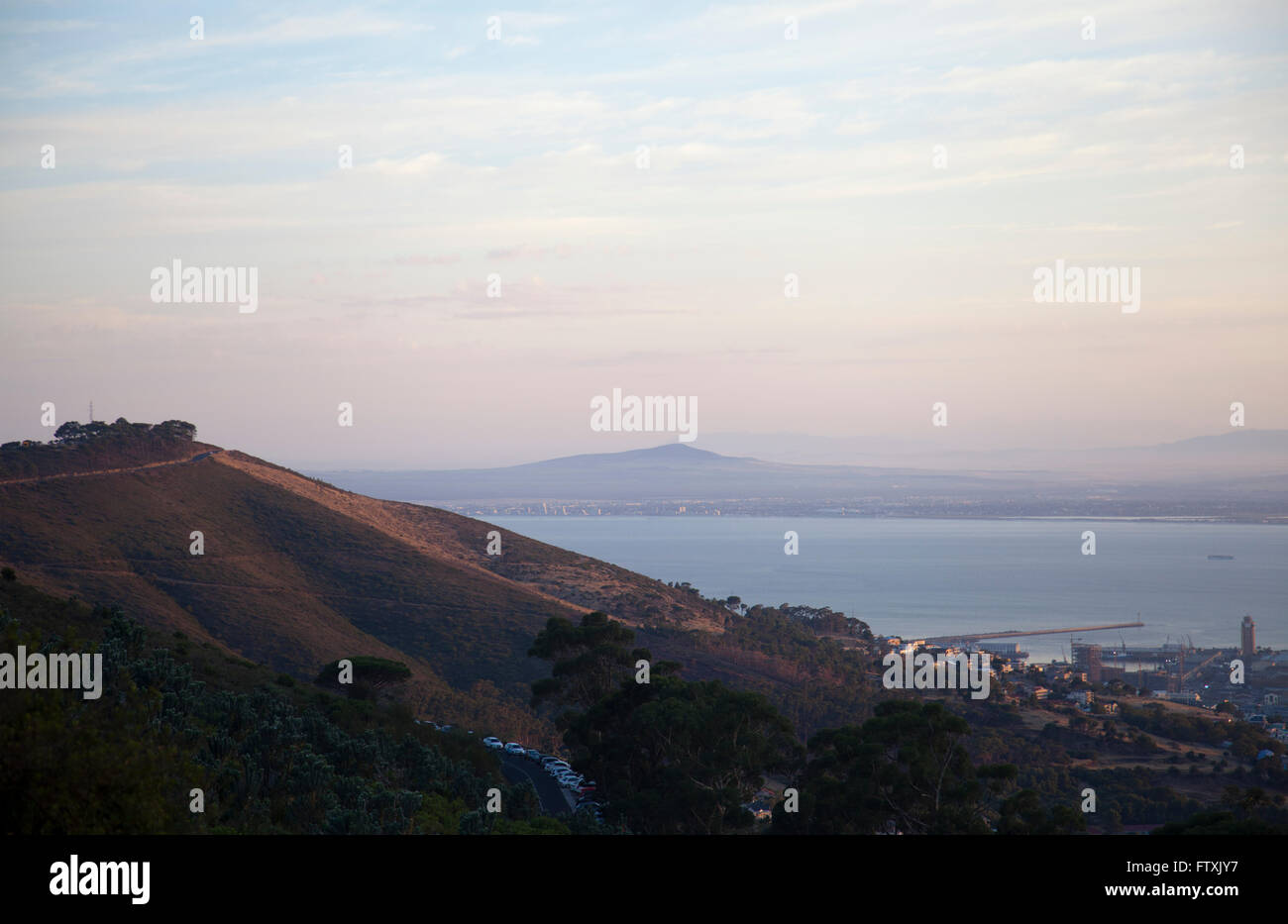 Signal Hill and Table Bay viewed from Lions Head early morning - Cape Town - South Africa Stock Photo