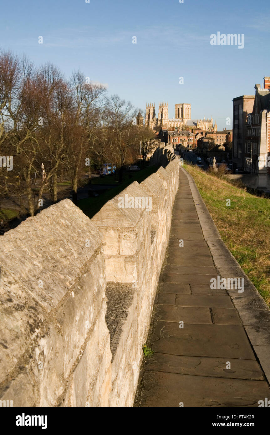 york uk city wall walls Yorkshire minster Stock Photo