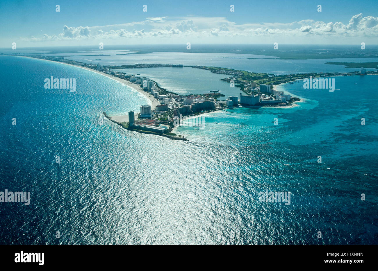 Aerial view of cancun coastline, Mexico Stock Photo