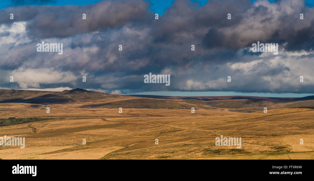 Stormy cloud rolling over hills in English country side. Stock Photo