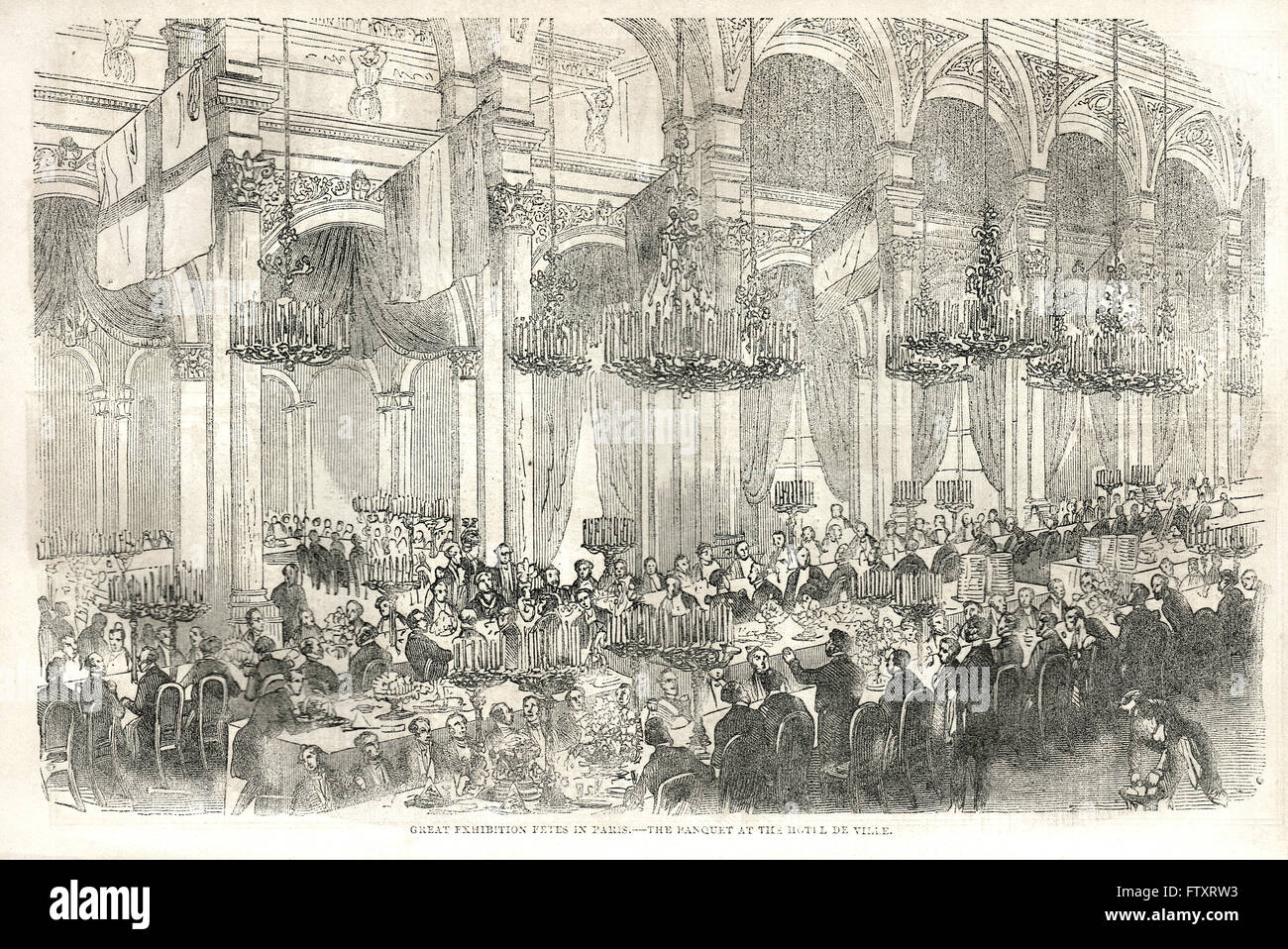 Banquet at Paris Fete, Hotel de Ville, Paris,  Great Exhibition of 1851 Stock Photo