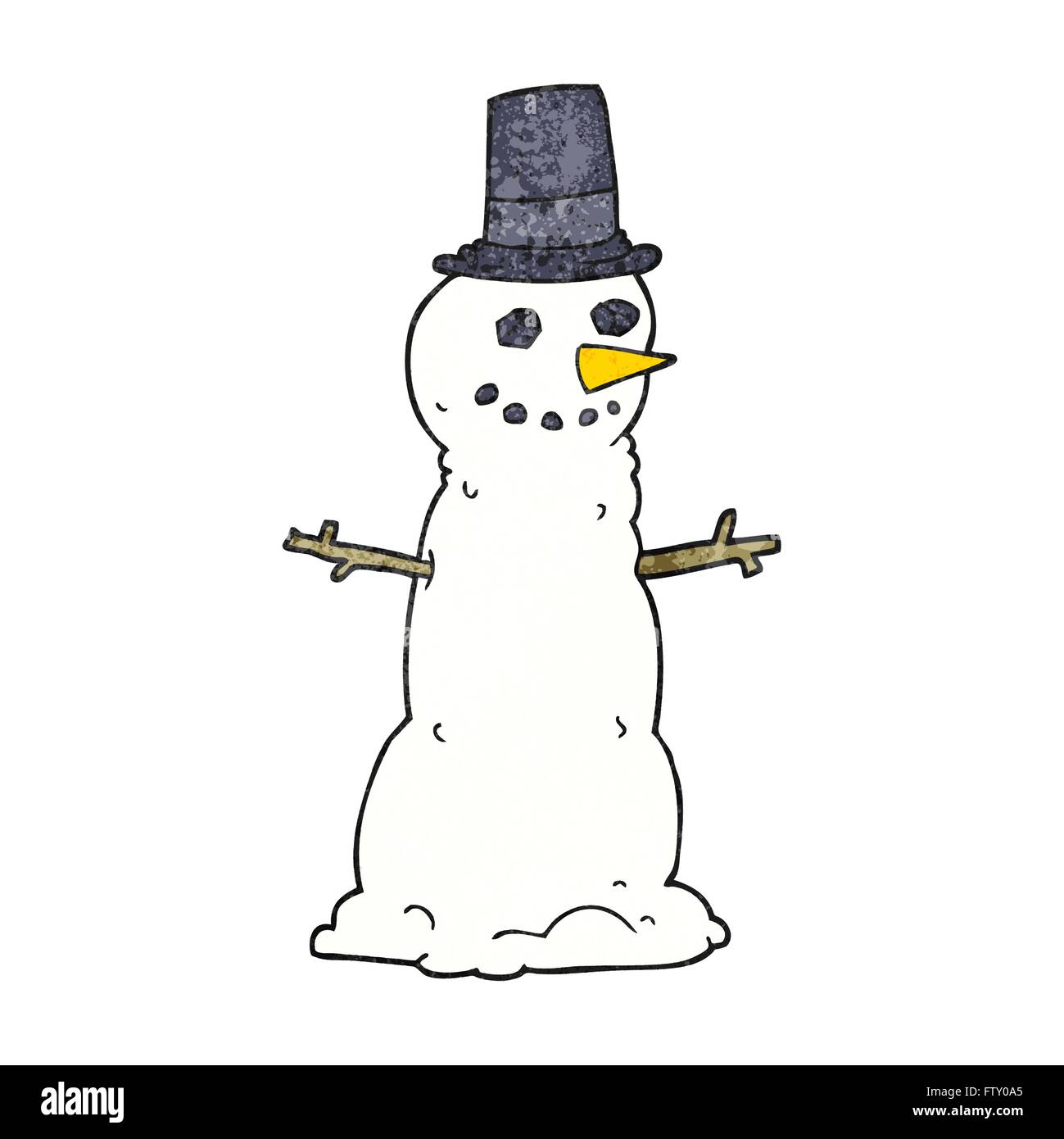 freehand textured cartoon snowman in top hat Stock Vector Image & Art ...