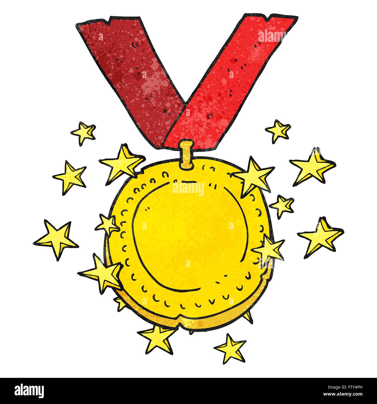freehand textured cartoon sparkling gold medal Stock Vector