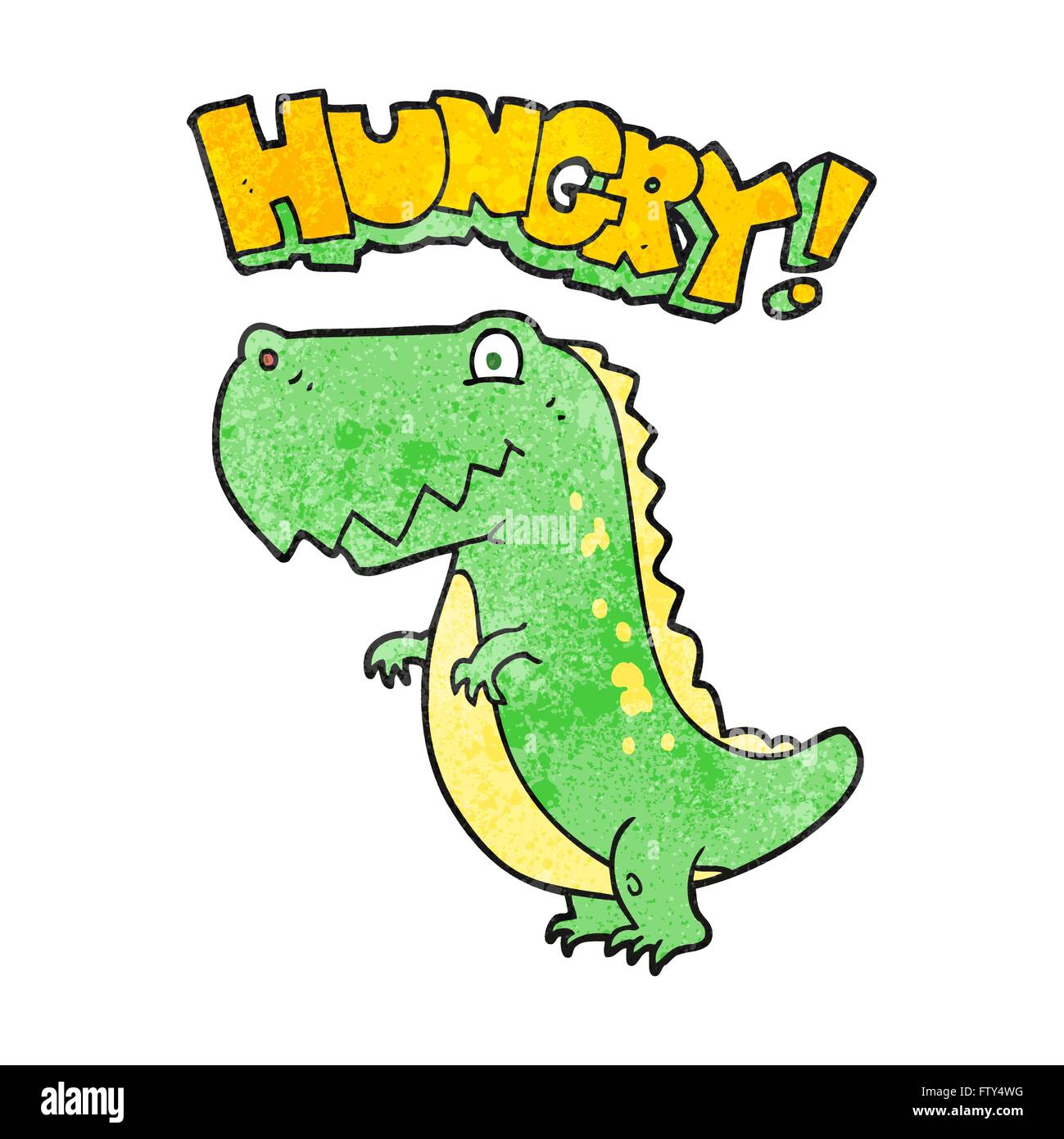 freehand textured cartoon hungry dinosaur Stock Vector
