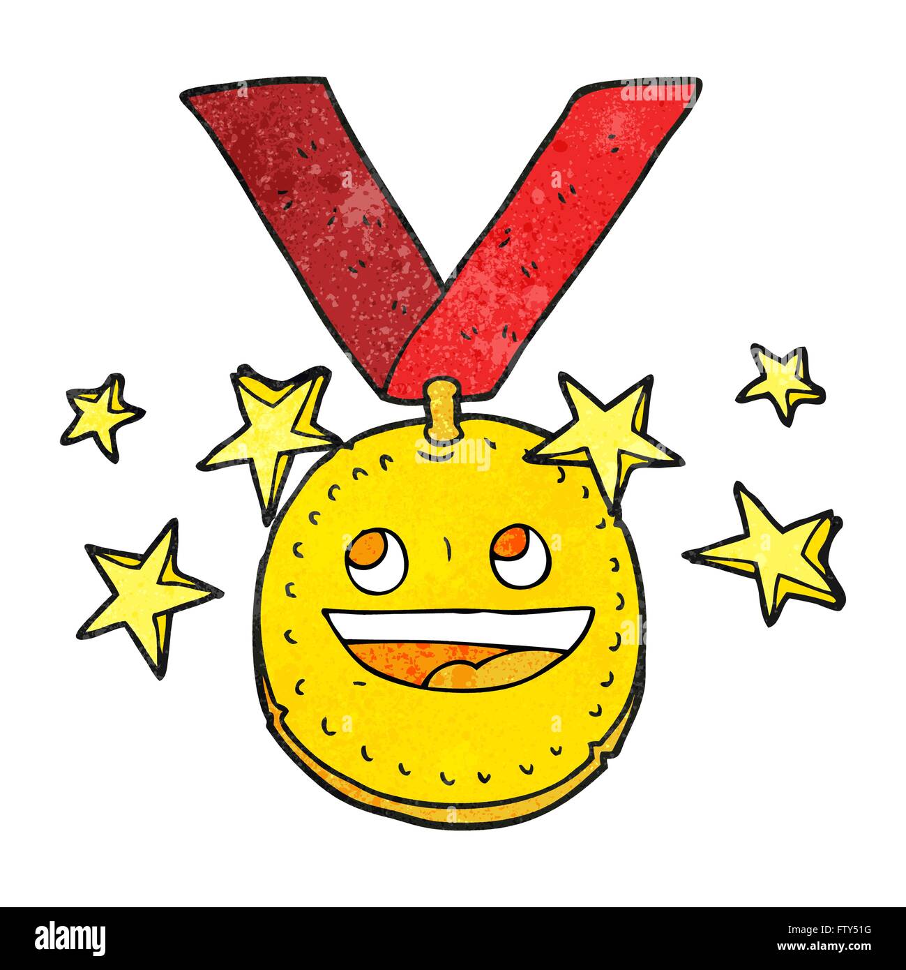freehand textured cartoon happy sports medal Stock Vector