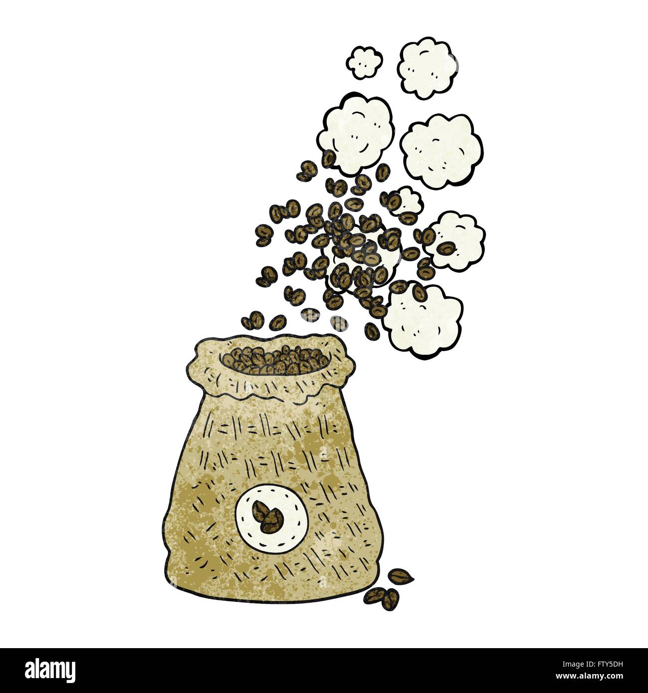 freehand textured cartoon bag of coffee beans Stock Vector Image & Art ...
