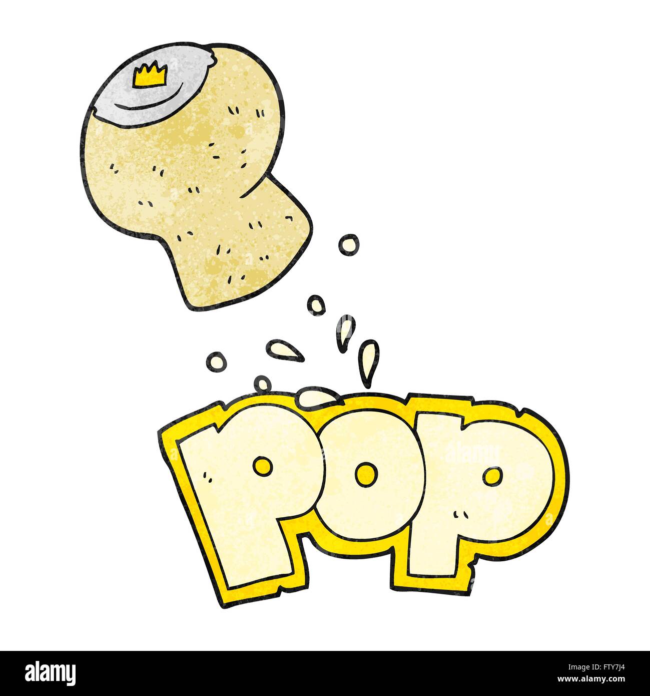 freehand textured cartoon champagne cork popping Stock Vector Image