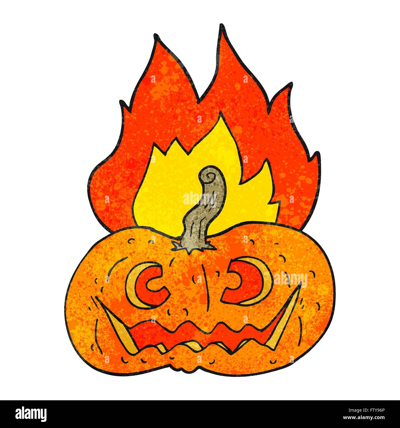 freehand drawn texture cartoon flaming halloween pumpkin Stock Vector ...