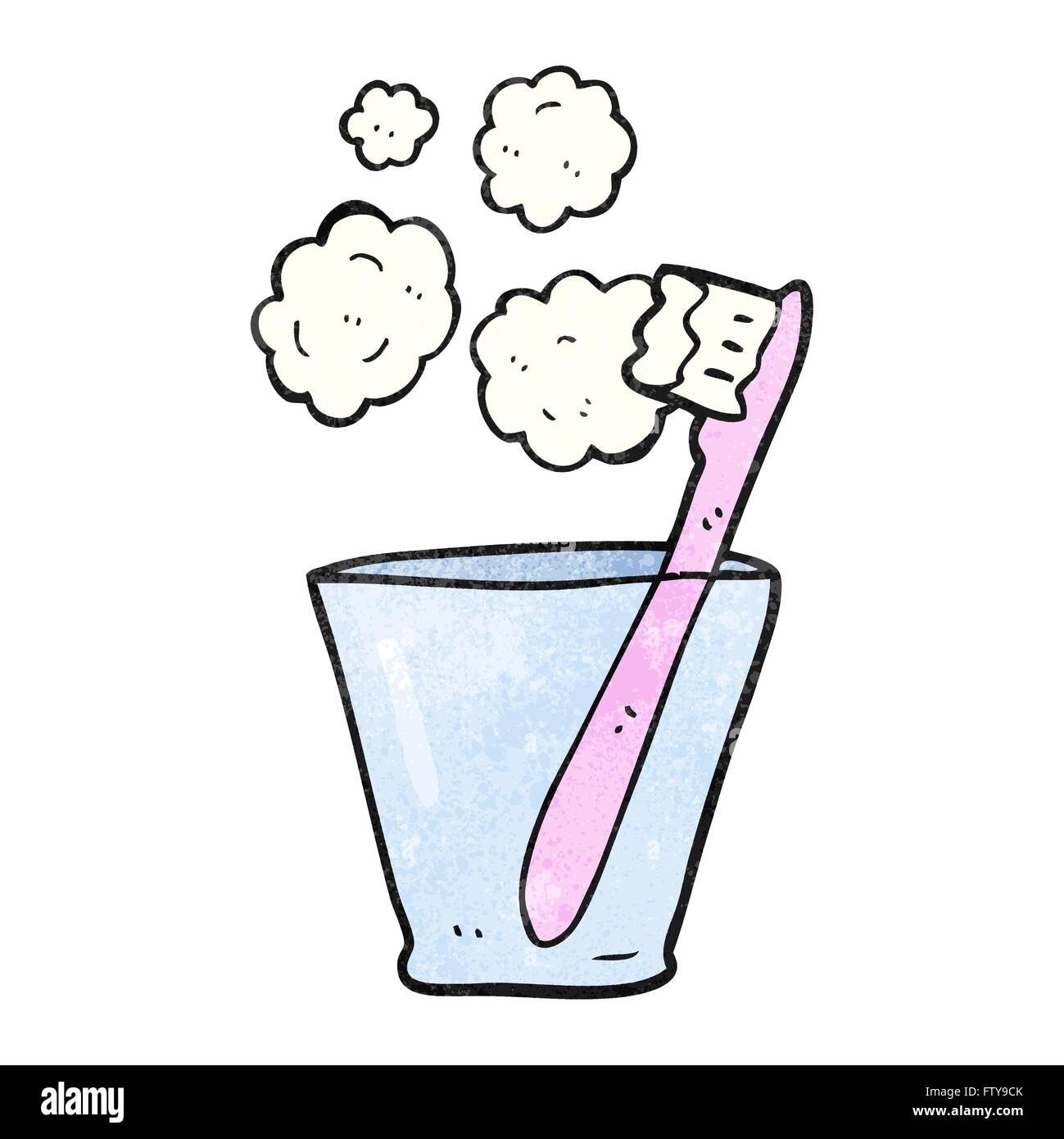 freehand drawn texture cartoon toothbrush in glass Stock Vector