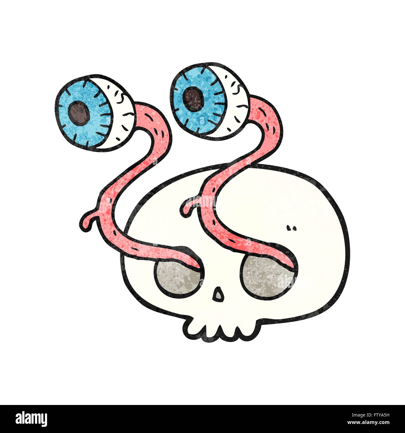 gross freehand drawn texture cartoon skull with eyeballs Stock Vector