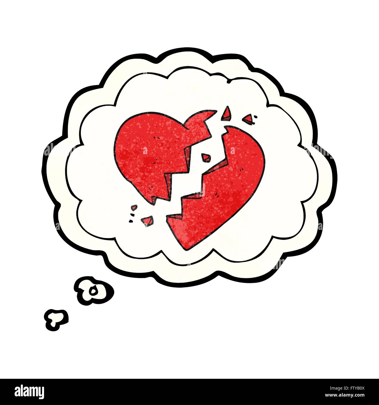 freehand drawn thought bubble textured cartoon broken heart Stock ...