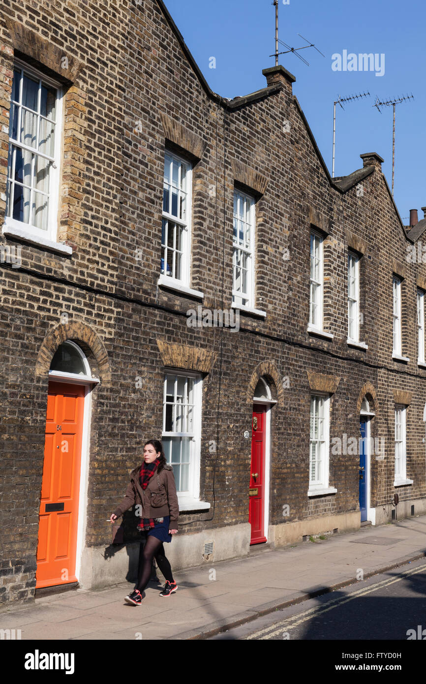 Victorian brick terraced houses on Roupell Street in Lambeth, London