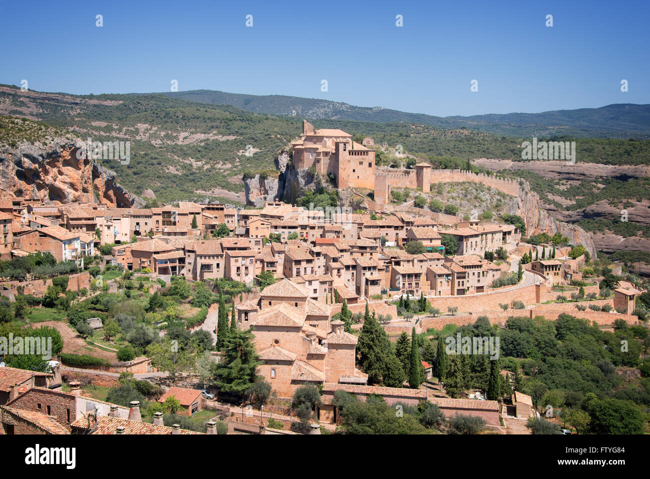 View of Alquezar in Sierra de Guara, Aragon, Spain Stock Photo