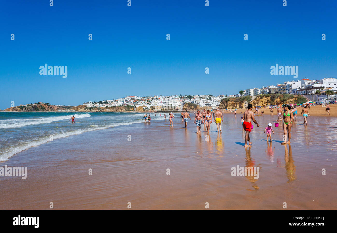 Portugal, Algarve, Faro district, Albufeira, Bairro dos Pescadores, view of Praia do Inatel Stock Photo