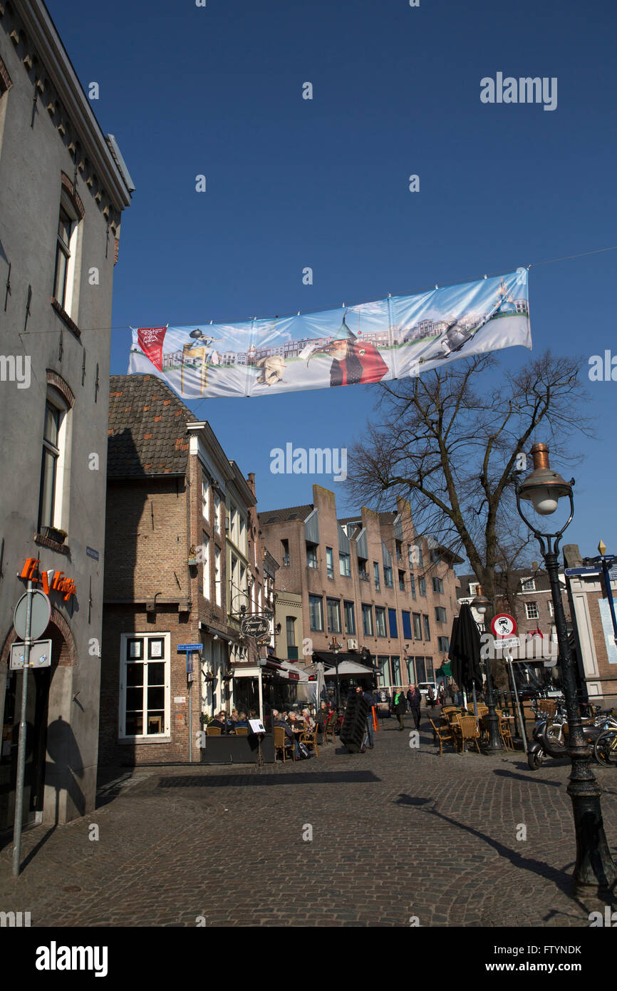 A banner celebrates the life and works of artist Heironymus Bosch in 's-Hertogenbosch, the Netherlands. Stock Photo