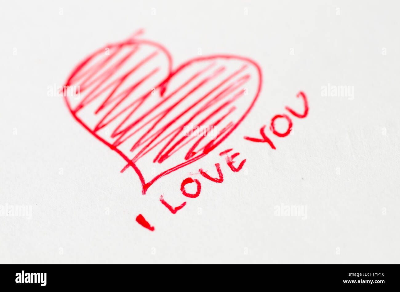 red heart hand drawn on paper Stock Photo - Alamy