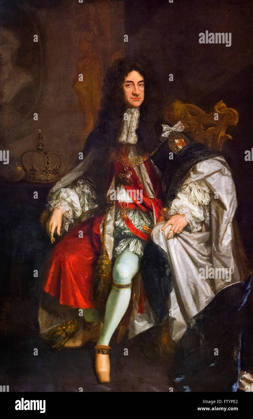 Charles II. Portrait of King Charles II by Godfrey Kneller, 1685 Stock Photo