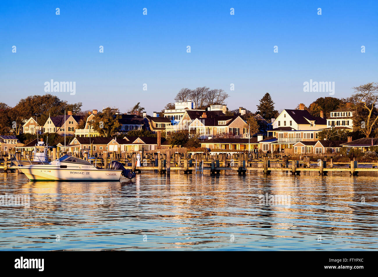 Edgartown harbor and homes, Martha's Vineyard, Massachusetts, USA Stock