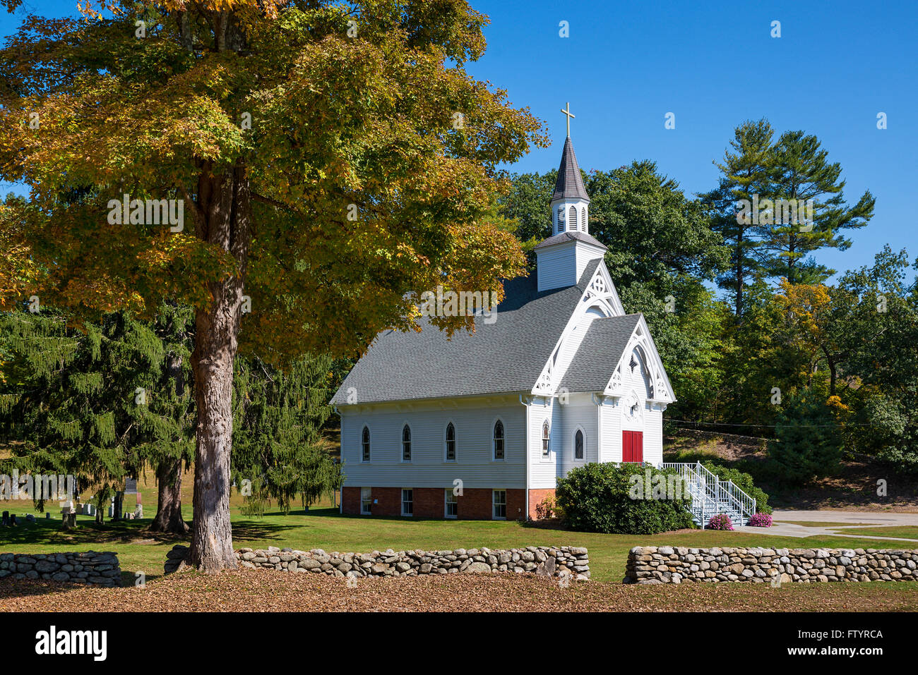 Country church, West Cornwall, Connecticut, Cornwall Stock Photo