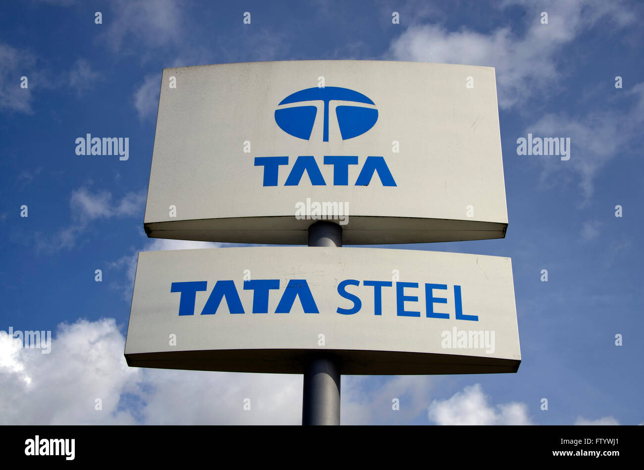 Tata Steel works sign logo Stock Photo - Alamy