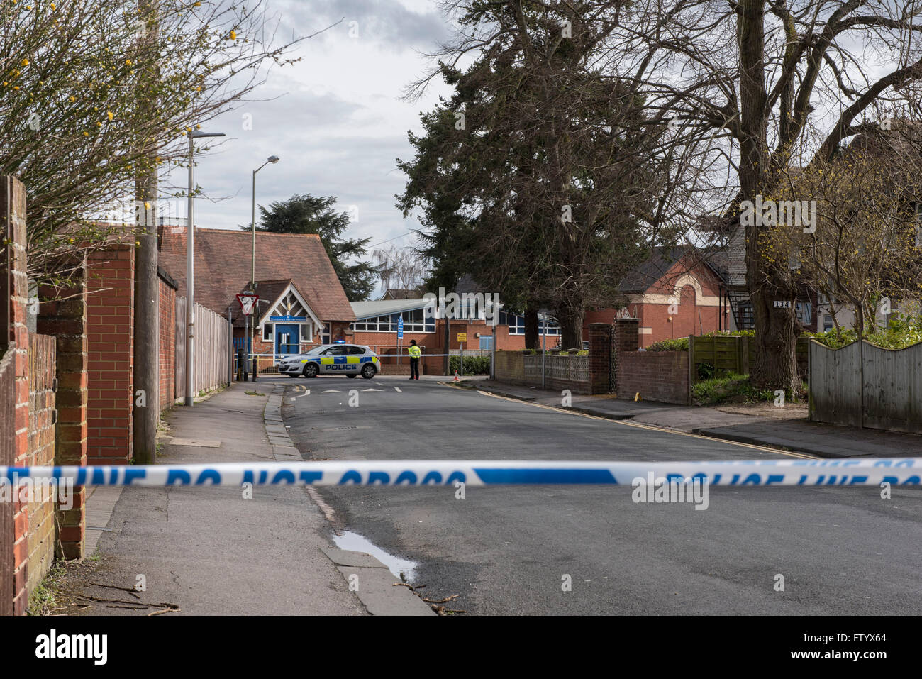 Earley, Reading, UK. 30th March 2016. The crime scene outside the ...