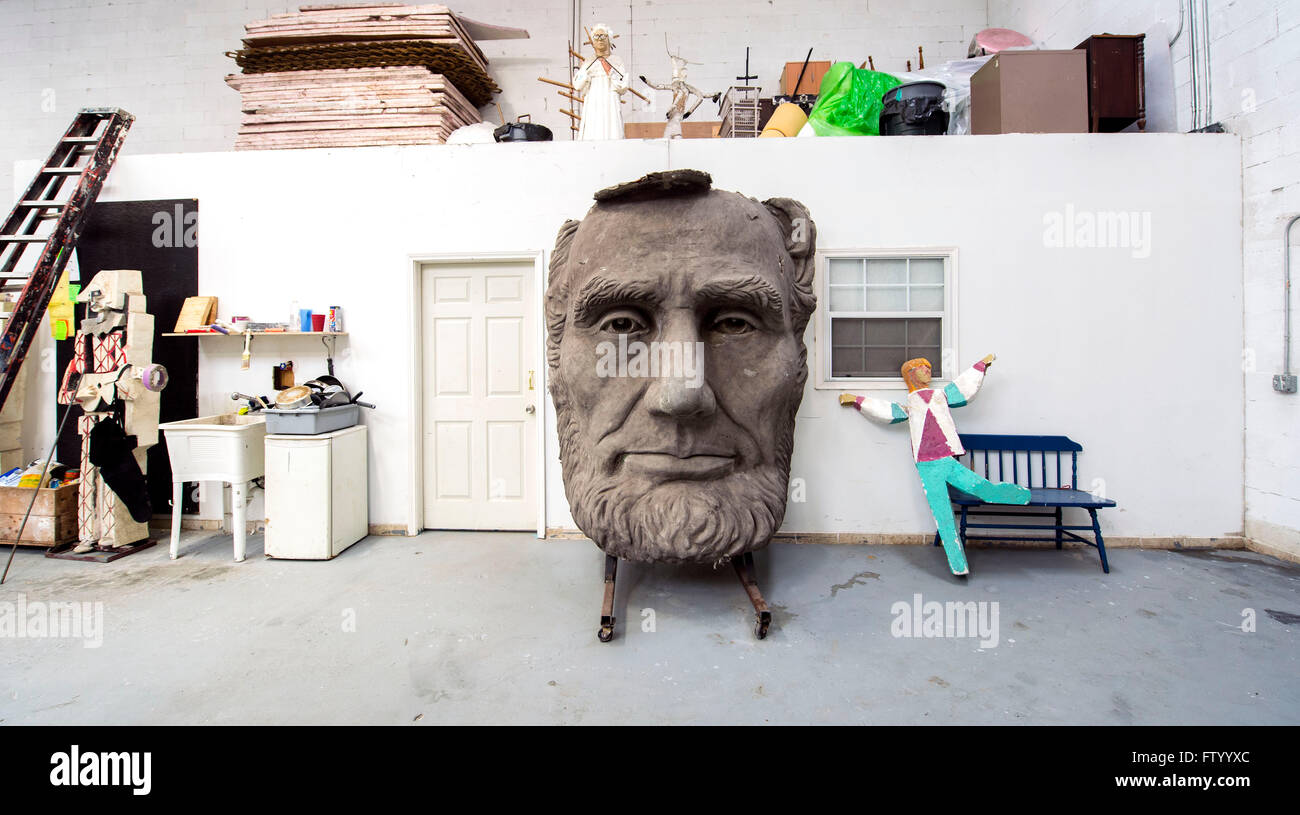 March 30, 2016 - Houston, Texas, U.S. - Presidential heads by sculptor David Adickes are stored at the Adickes Sculpturworx Studio until a time when a permanent home is found for them.(Credit Image: © Brian Cahn via ZUMA Wire) Stock Photo