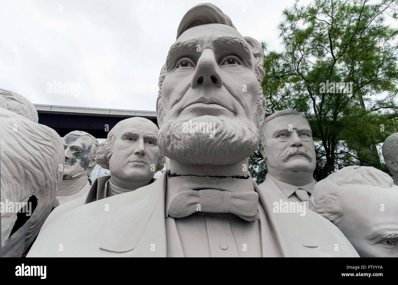 March 30, 2016 - Houston, Texas, U.S. - Presidential heads by sculptor David Adickes are stored at the Adickes Sculpturworx Studio until a time when a permanent home is found for them.(Credit Image: © Brian Cahn via ZUMA Wire) Stock Photo